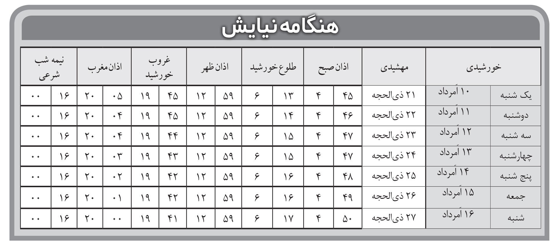 هنگامه نیایش