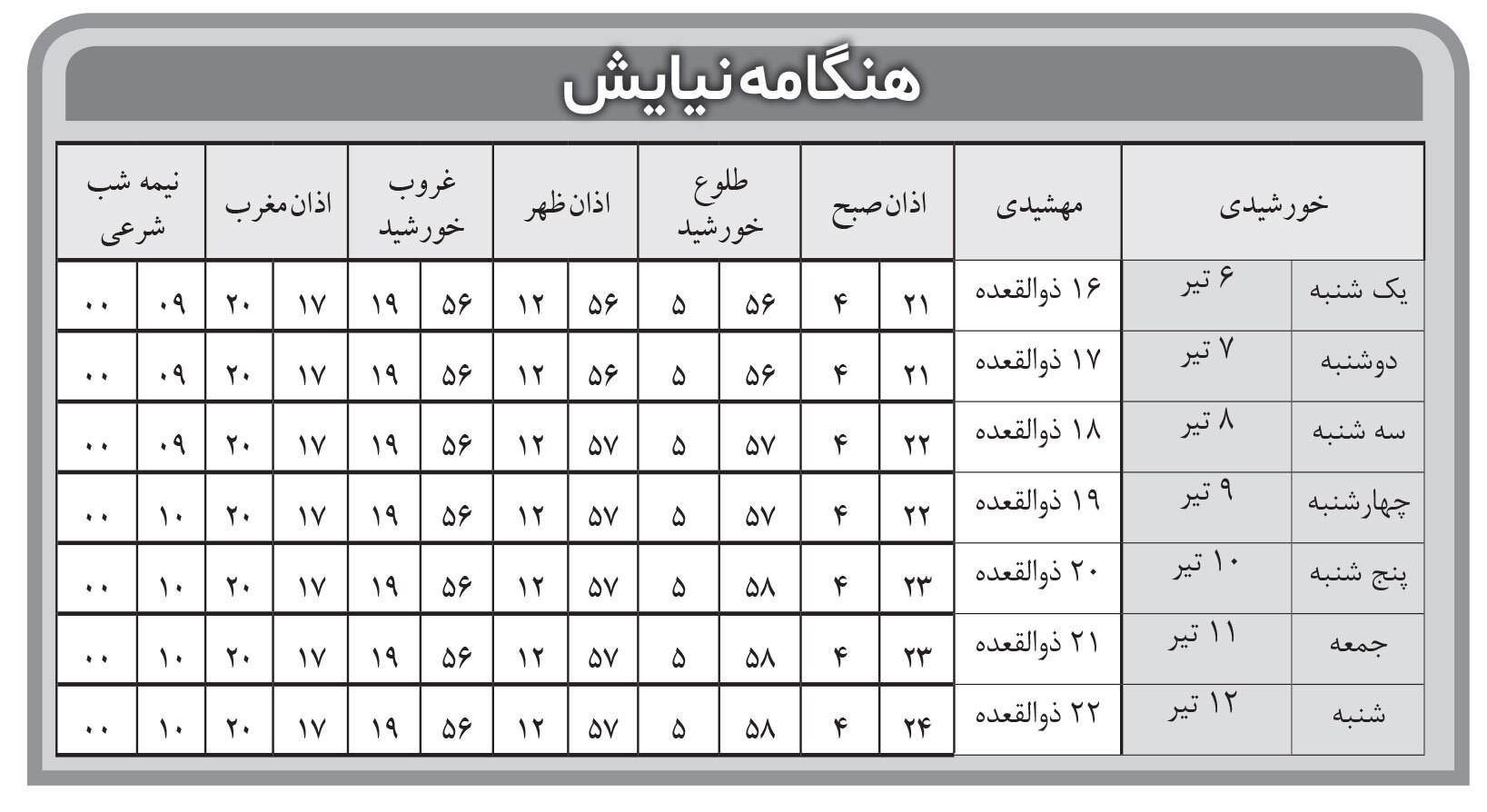 هنگامه نیایش
