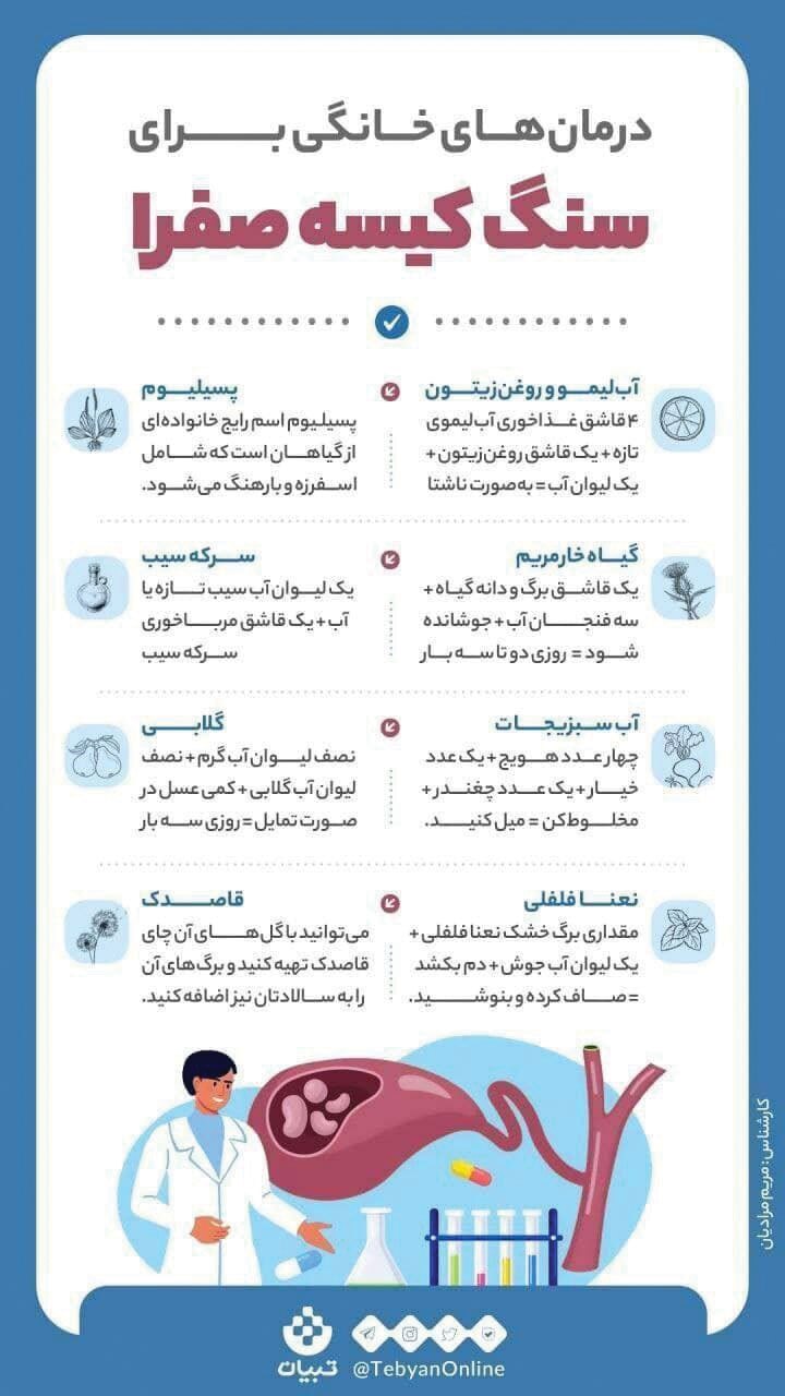 درمان&zwnj;های خانگی برای سنگ کیسه صفرا