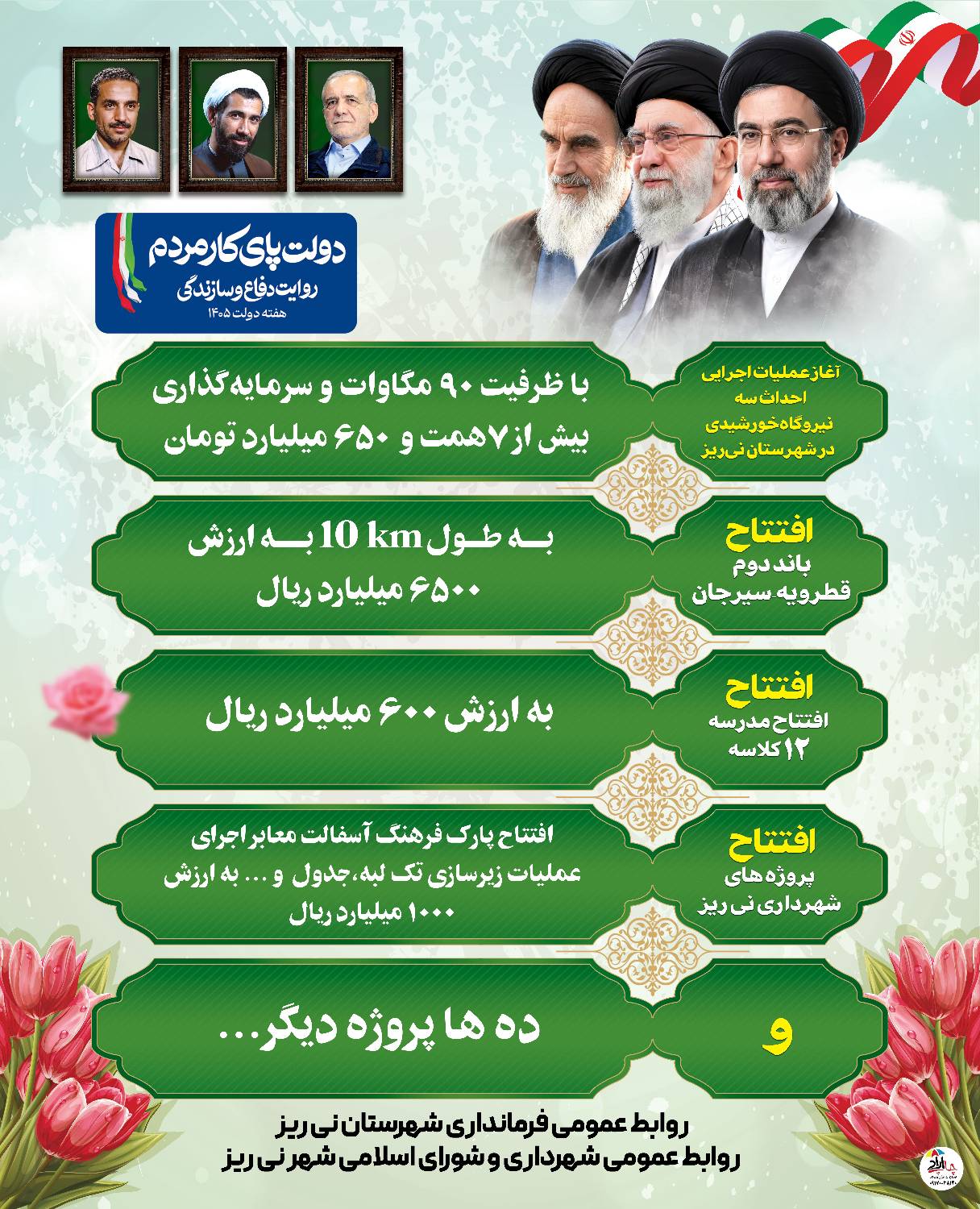 برنامه‌های هفته دولت در شهرستان نی‌ریز اعلام شد